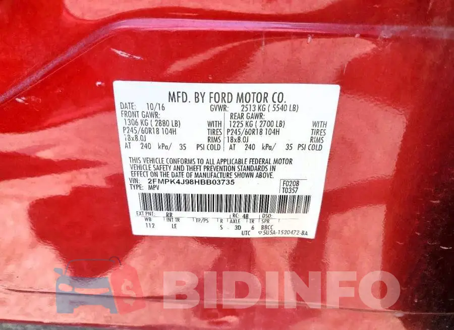 2FMPK4J98HBB03735 Photo# 13