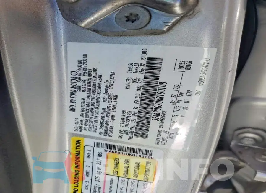 3FA6P0G70KR190108 Photo# 12