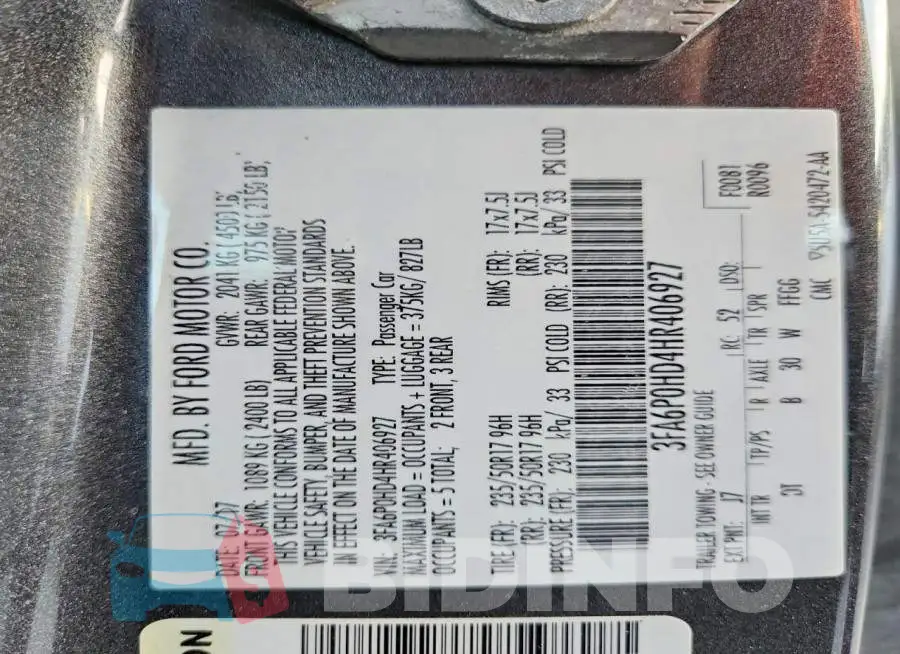 3FA6P0HD4HR406927 Photo# 12