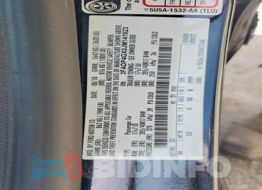 3FADP4GX0JM141923 Photo# 12