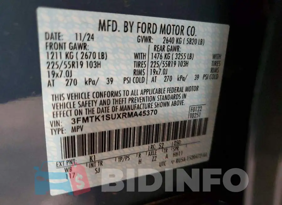 3FMTK1SUXRMA45370 Photo# 13