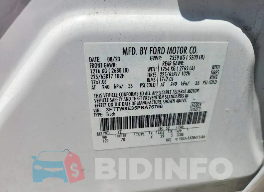 3FTTW8E35PRA76756 Photo# 12