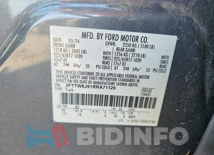 3FTTW8J91RRA71129 Photo# 12