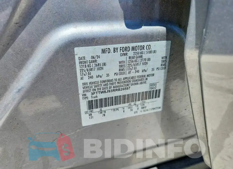3FTTW8J93RRB26597 Photo# 12