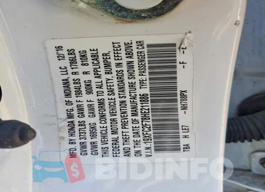 19XFC2F78HE211886 Photo# 12
