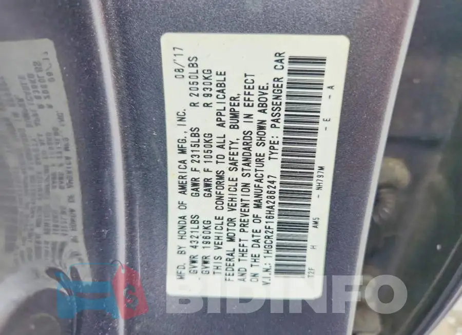 1HGCR2F16HA286247 Photo# 12