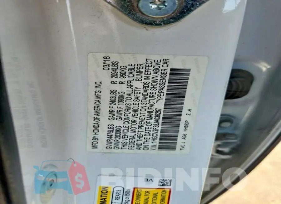 1HGCV2F38JA036267 Photo# 12
