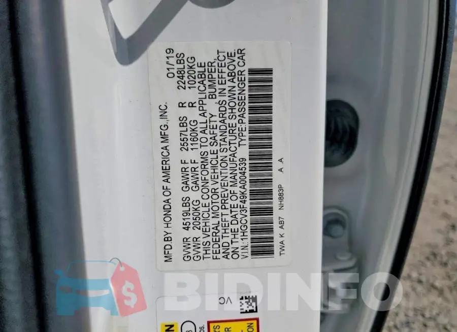 1HGCV3F49KA004539 Photo# 12