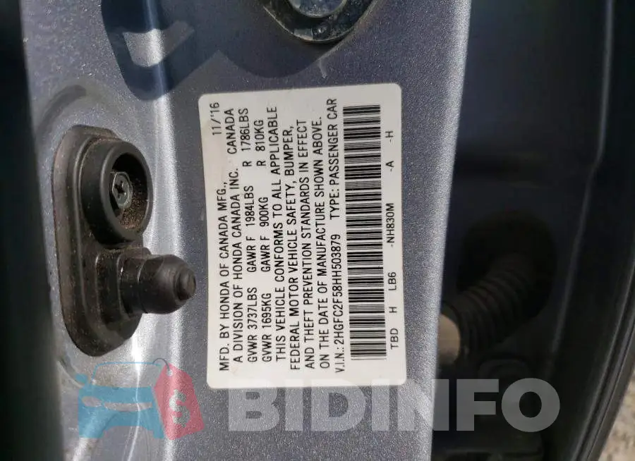 2HGFC2F58HH503879 Photo# 12