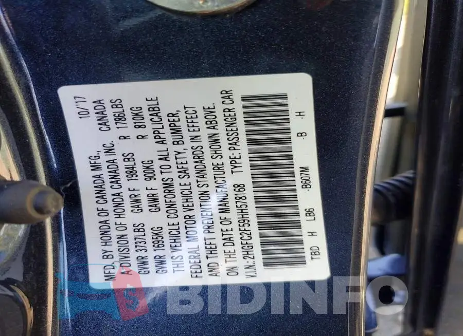 2HGFC2F59HH578168 Photo# 12