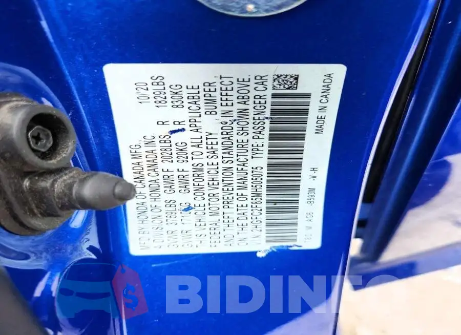 2HGFC2F85MH505075 Photo# 12