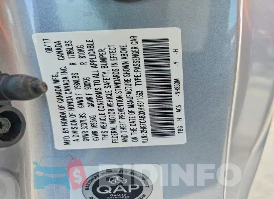 2HGFC4B0XHH311563 Photo# 12