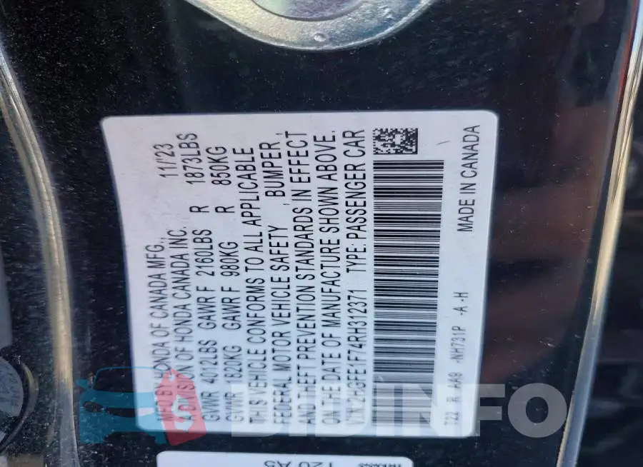 2HGFE1F74RH312371 Photo# 12