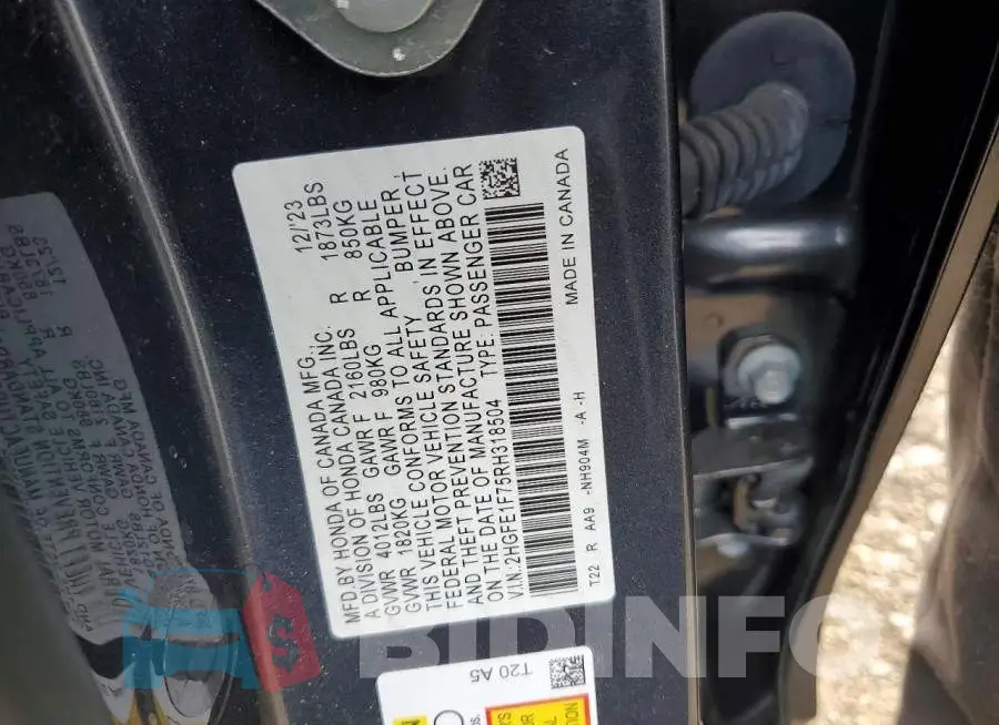 2HGFE1F75RH318504 Photo# 12