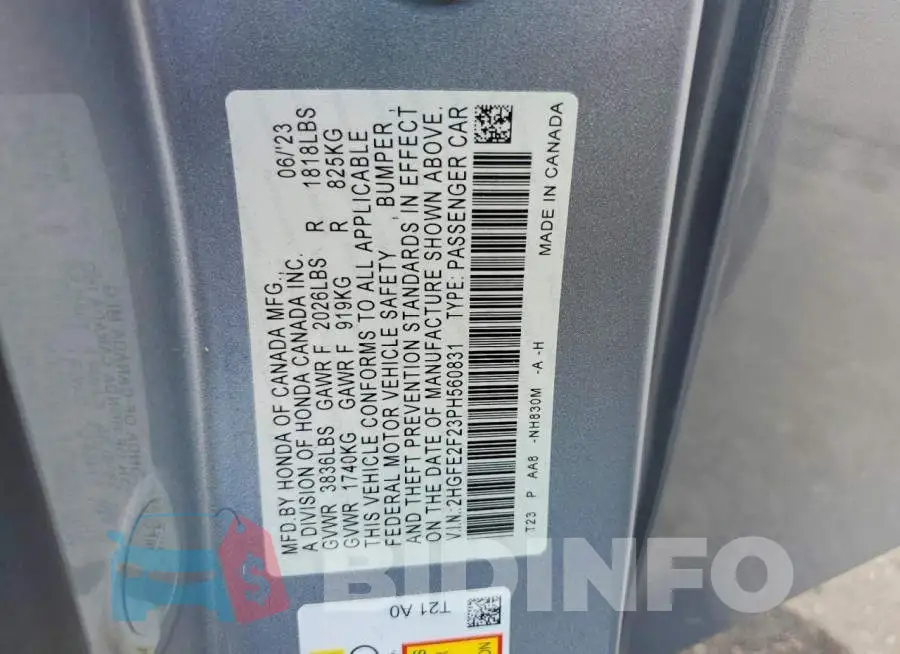 2HGFE2F23PH560831 Photo# 12