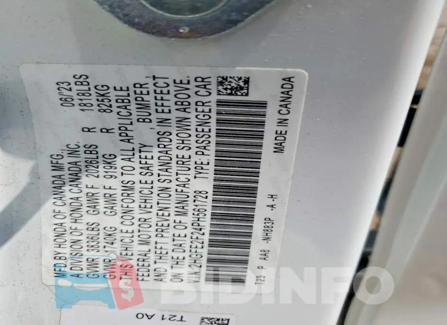 2HGFE2F24PH561728 Photo# 12