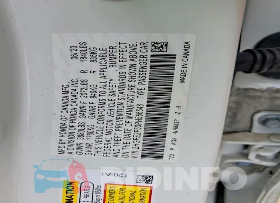 2HGFE2F50PH556648 Photo# 12