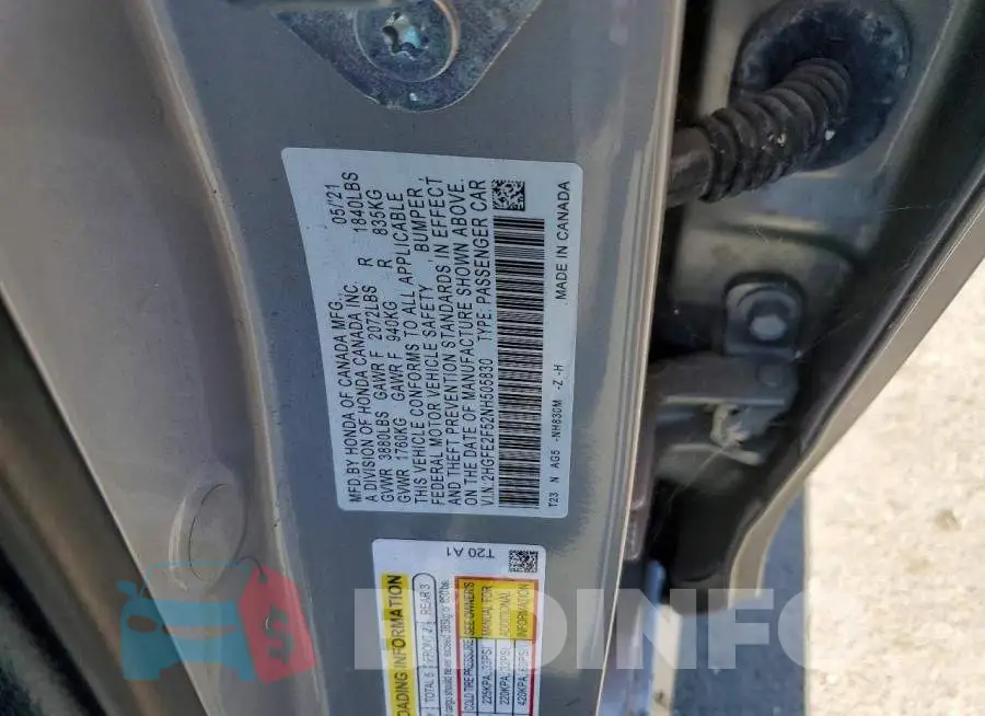 2HGFE2F52NH505830 Photo# 12