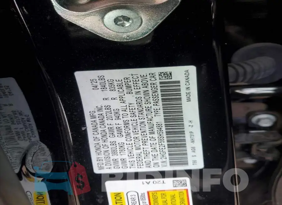 2HGFE2F58SH594881 Photo# 12