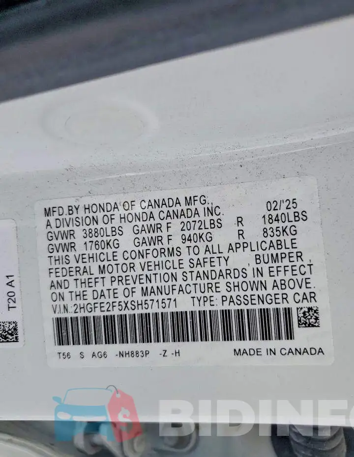 2HGFE2F5XSH571571 Photo# 12