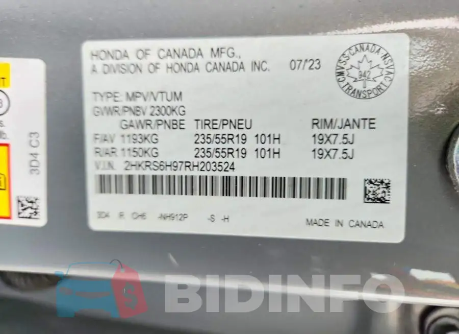 2HKRS6H97RH203524 Photo# 14