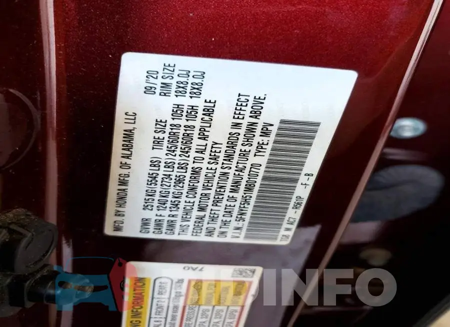 5FNYF5H51MB010770 Photo# 13