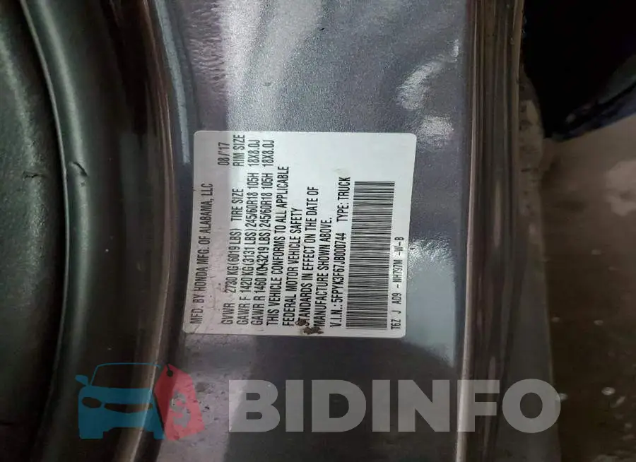5FPYK3F67JB000744 Photo# 13