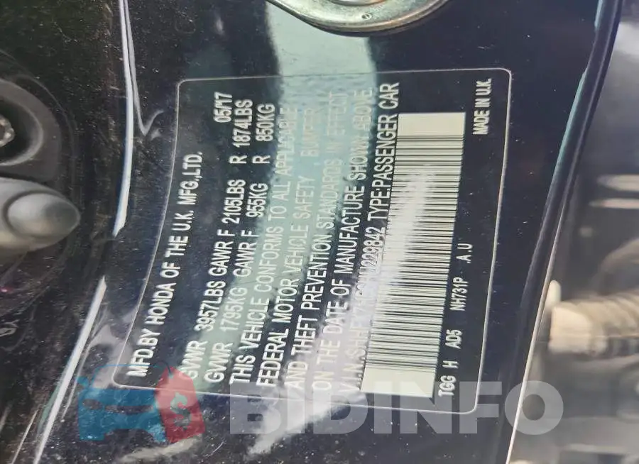SHHFK7H56HU229842 Photo# 13