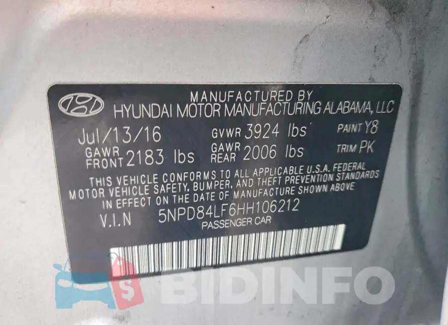 5NPD84LF6HH106212 Photo# 12