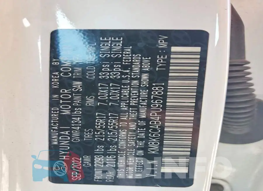 KM8K6CAB4PU967881 Photo# 13