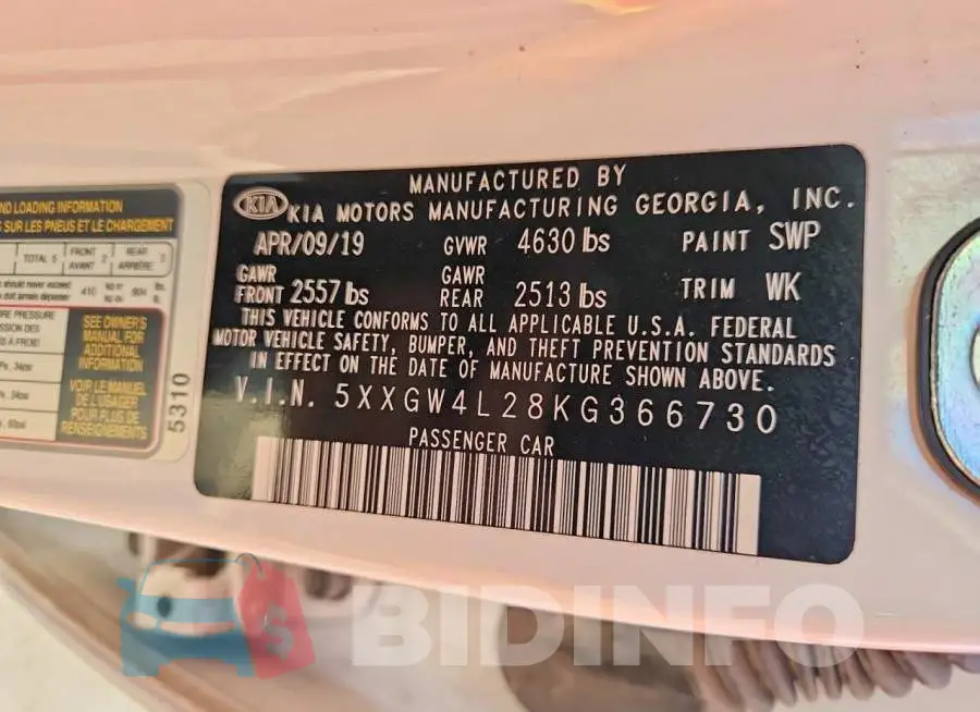 5XXGW4L28KG366730 Photo# 12