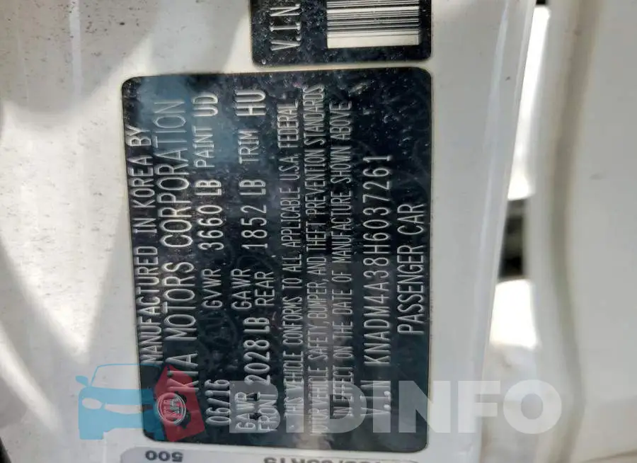KNADM4A38H6037261 Photo# 12