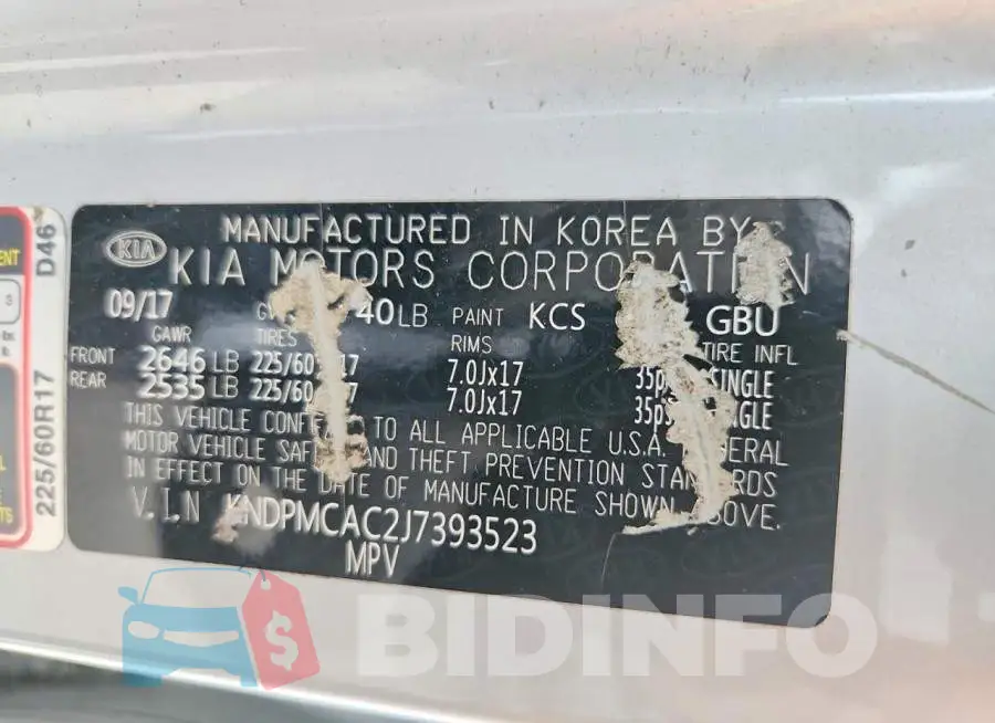 KNDPMCAC2J7393523 Photo# 13