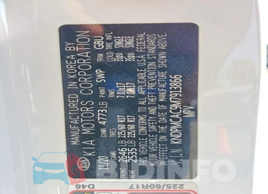 KNDPMCAC9M7913866 Photo# 14