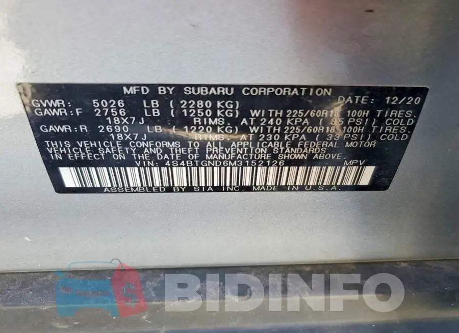 4S4BTGND6M3152126 Photo# 13