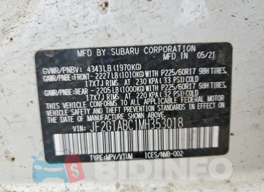 JF2GTABC1MH353018 Photo# 12