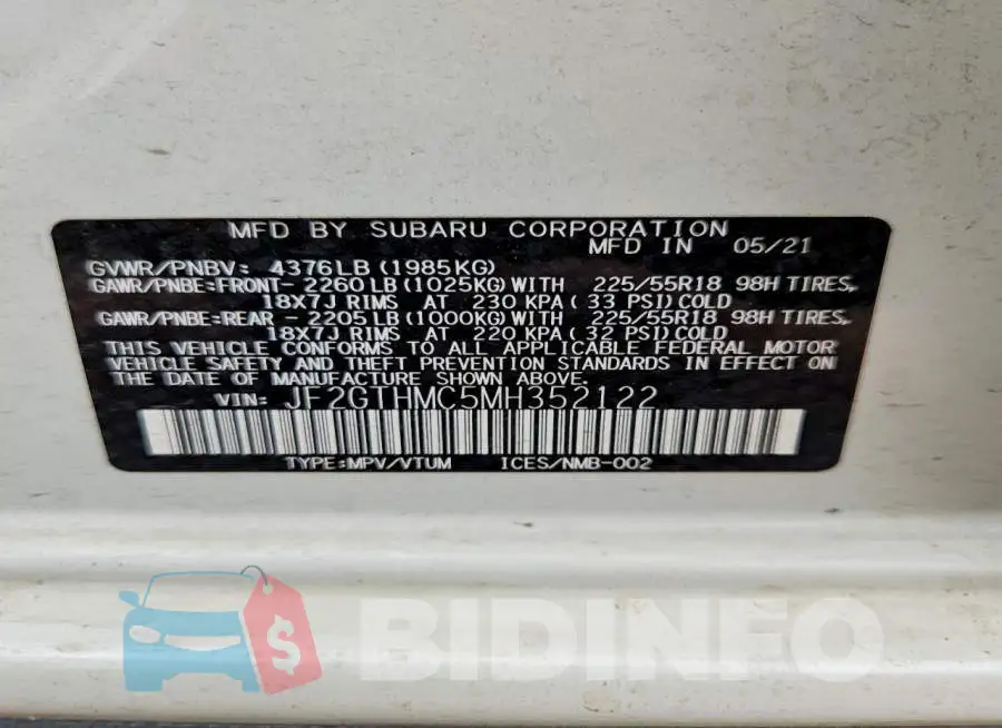 JF2GTHMC5MH352122 Photo# 13