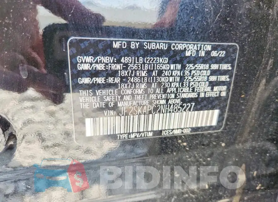 JF2SKAPC2NH485227 Photo# 14