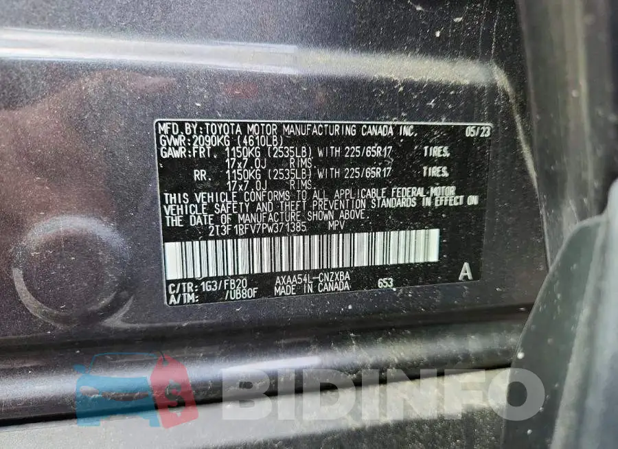 2T3F1RFV7PW371385 Photo# 13