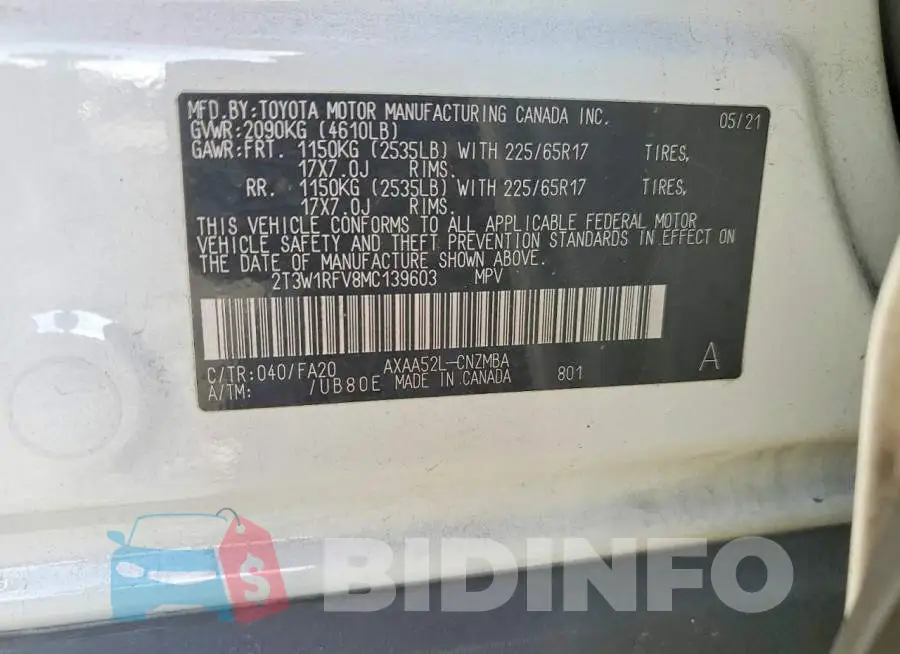 2T3W1RFV8MC139603 Photo# 13