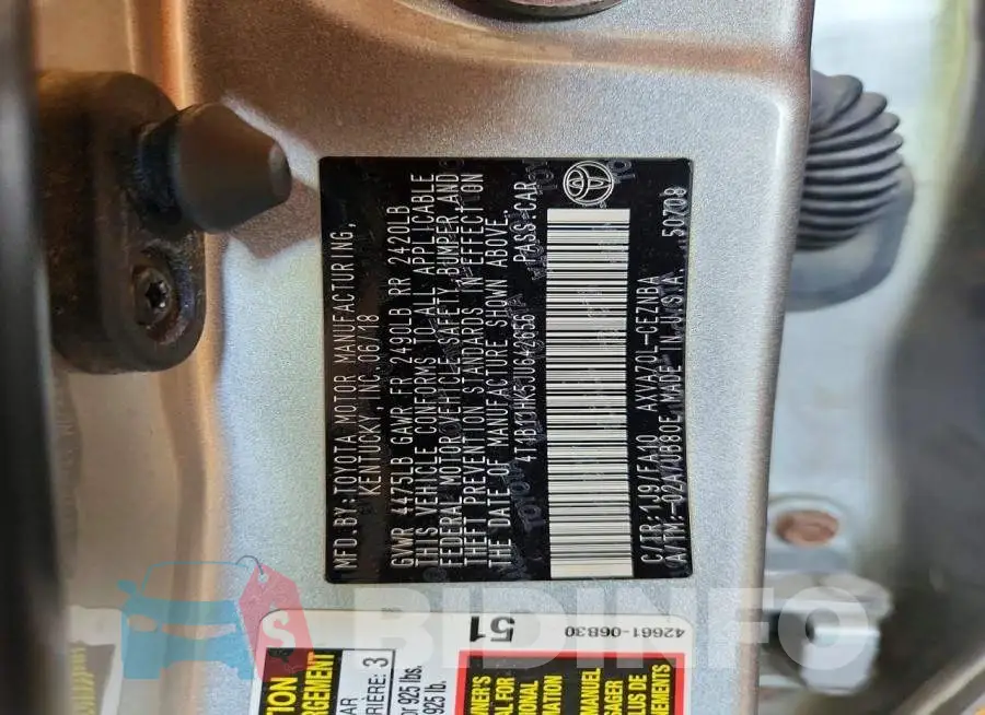 4T1B11HK5JU642656 Photo# 13