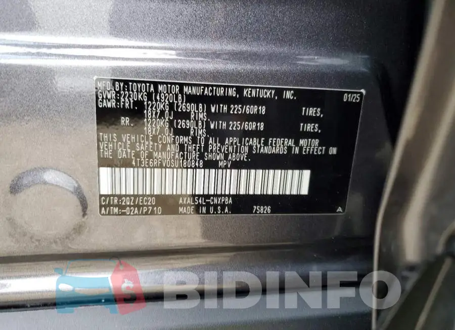 4T3E6RFV0SU180848 Photo# 14