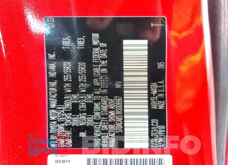 5TDACAB51RS008967 Photo# 13