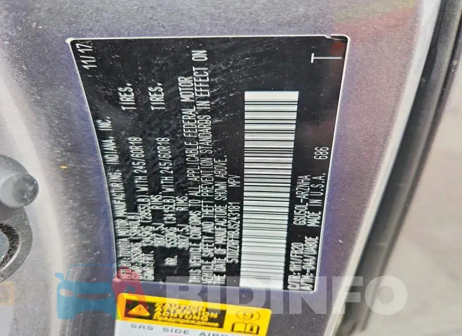 5TDZZRFH8JS243181 Photo# 13