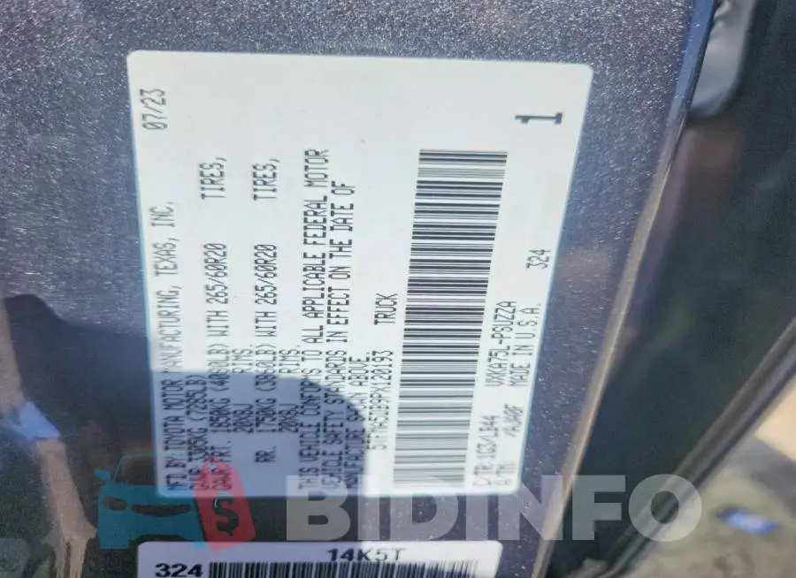 5TFMA5DB9PX120193 Photo# 12