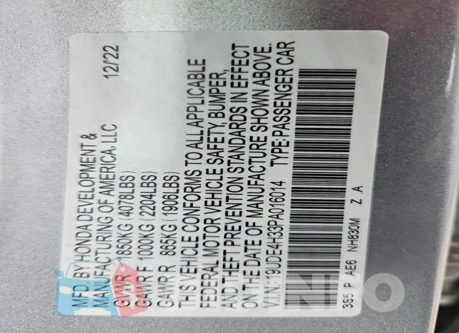 19UDE4H33PA016014 Photo# 12