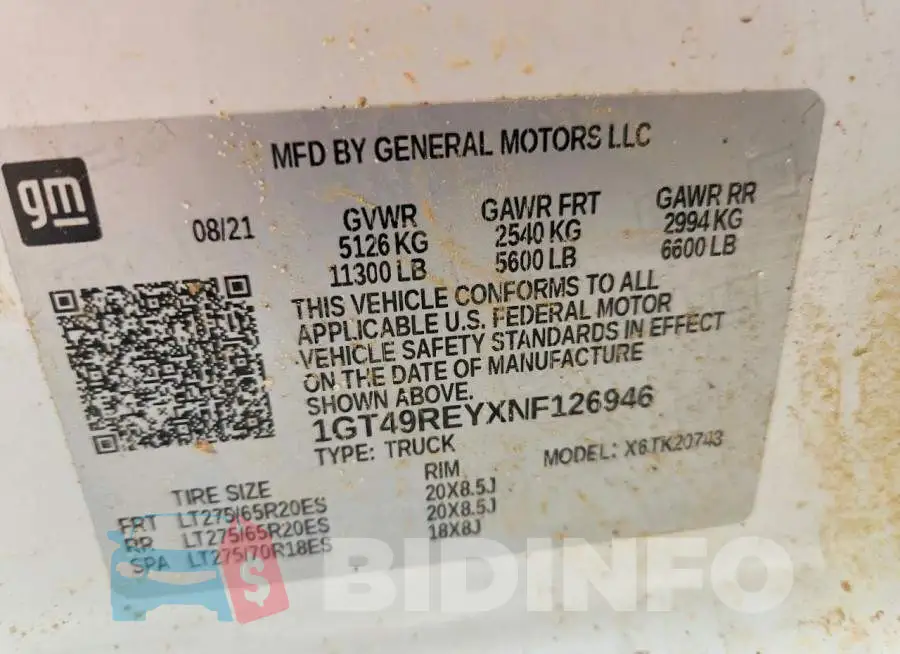 1GT49REYXNF126946 Photo# 12