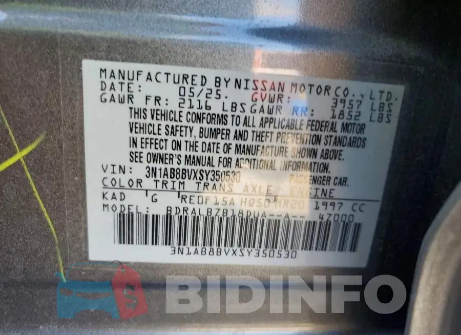 3N1AB8BVXSY350530 Photo# 12