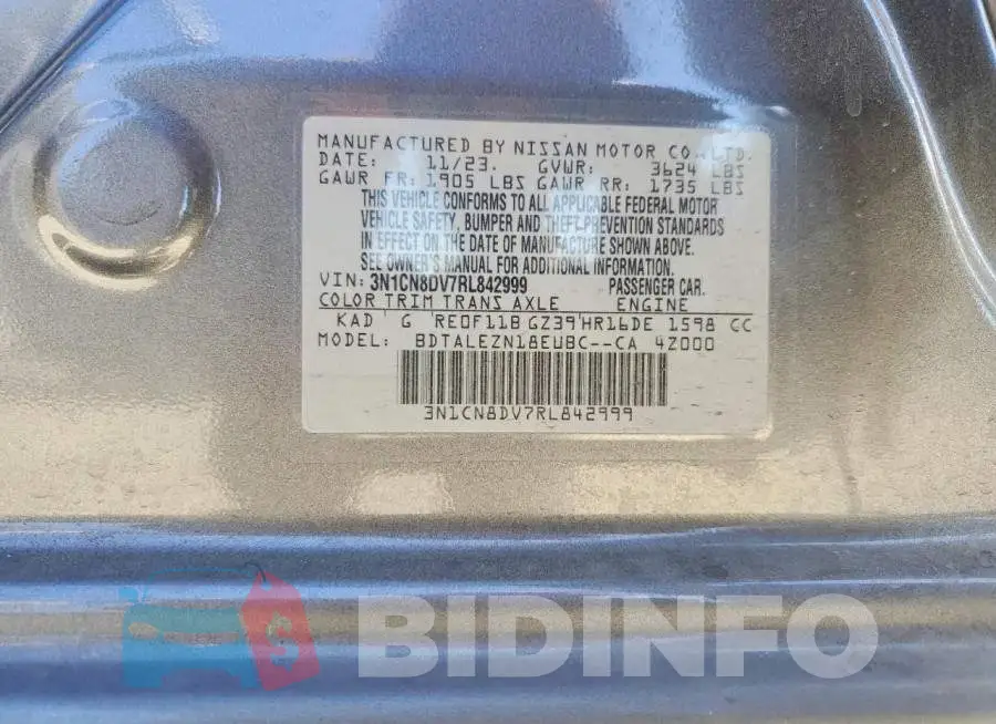 3N1CN8DV7RL842999 Photo# 13