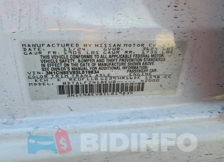3N1CN8EV8SL819834 Photo# 13